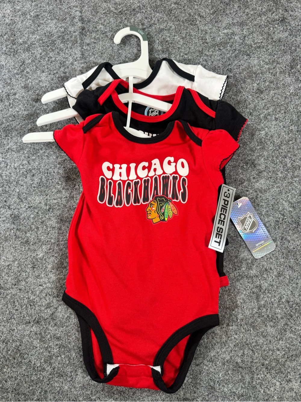 NHL Chicago Blackhawks 18 Months Baby Boy's One-Piece Bodysuit 3pk‎ Set NWT